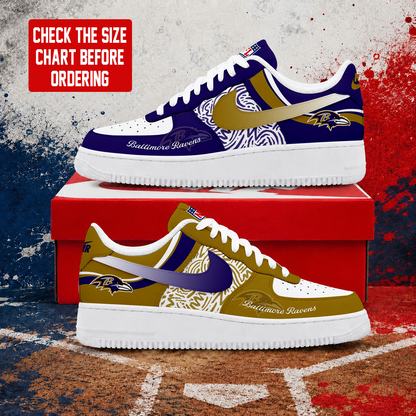 LIMITED EDITION - NEW CUSTOMIZED NFL28 BTR BALTIMORE RAVENS AF1 SHOES