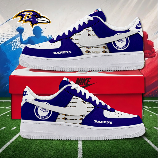 MEGA SALE - NEW CUSTOMIZED NFL28 BTR BALTIMORE RAVENS AF1 SNEAKERS