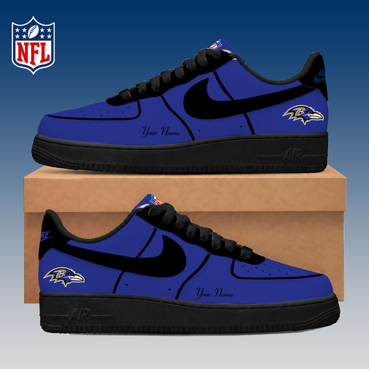 LIMITED EDITION - NEW CUSTOMIZED NFL28 BTR BALTIMORE RAVENS AF1 SNEAKERS
