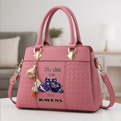 LIMITED EDITION - NEW CUSTOMIZED NFL28 BTR BALTIMORE RAVENS WOMEN'S ZIP HANDBAG MULTICOLOR