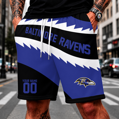 [SPECIAL OFFER] NEW CUSTOMIZED NFL28 BTR BALTIMORE RAVENS SHORT PANTS