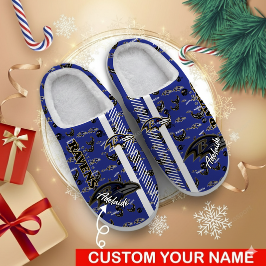 LIMITED EDITION - NEW CUSTOMIZED NFL28 BTR BALTIMORE RAVENS FOAM SLIPPERS