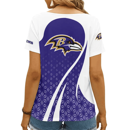 LIMITED EDITION - NEW CUSTOMIZED NFL28 BTR BALTIMORE RAVENS V-NECK FEMALE SHIRT