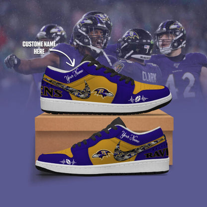 [SPECIAL OFFER] NEW CUSTOMIZED NFL28 BTR BALTIMORE RAVENS AIR JORDAN LOW SHOES