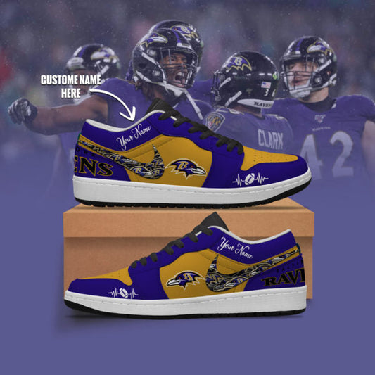 [SPECIAL OFFER] NEW CUSTOMIZED NFL28 BTR BALTIMORE RAVENS AIR JORDAN LOW SHOES