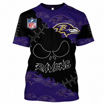 LIMITED EDITION - NEW CUSTOMIZED NFL28 BTR BALTIMORE RAVENS HALLOWEEN SKULL APPAREL FOR FANS