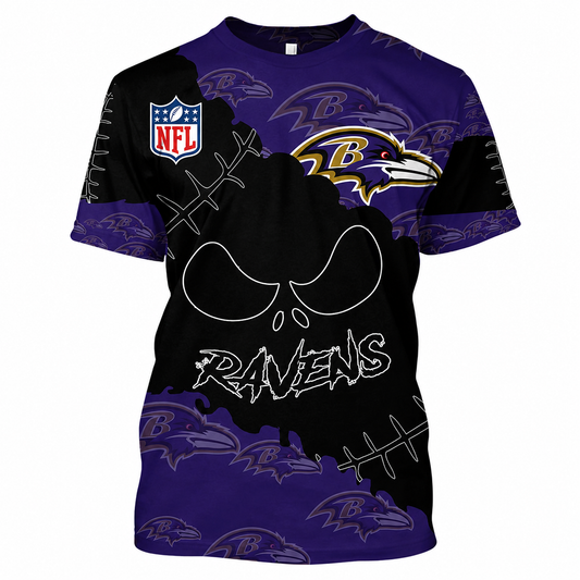 LIMITED EDITION - NEW CUSTOMIZED NFL28 BTR BALTIMORE RAVENS HALLOWEEN SKULL APPAREL FOR FANS