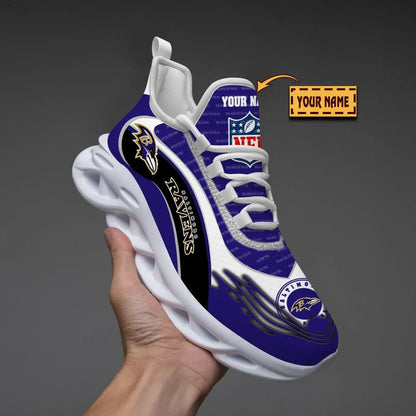 LIMITED EDITION - NEW CUSTOMIZED NFL28 BTR BALTIMORE RAVENS UNISEX MAX SOUL SHOES