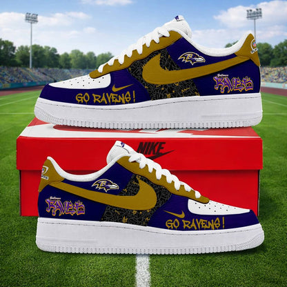 LIMITED EDITION - NEW CUSTOMIZED NFL28 BTR BALTIMORE RAVENS AF1 SNEAKERS
