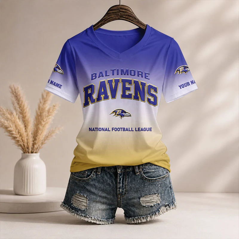 LIMITED EDITION - NEW CUSTOMIZED NFL28 BTR BT RAVENS V-NECK FEMALE SHIRT