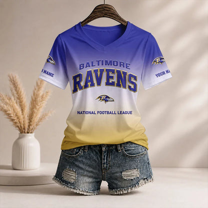 LIMITED EDITION - NEW CUSTOMIZED NFL28 BTR BT RAVENS V-NECK FEMALE SHIRT