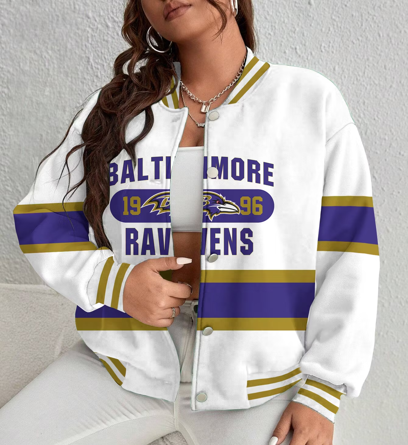 LIMITED EDITION - NEW CUSTOMIZED NFL28 BTR BALTIMORE RAVENS SATIN VARSITY & BASEBALL JACKET
