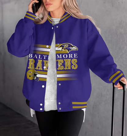 LIMITED EDITION - NEW CUSTOMIZED NFL28 BTR BALTIMORE RAVENS SATIN VARSITY & BASEBALL JACKET