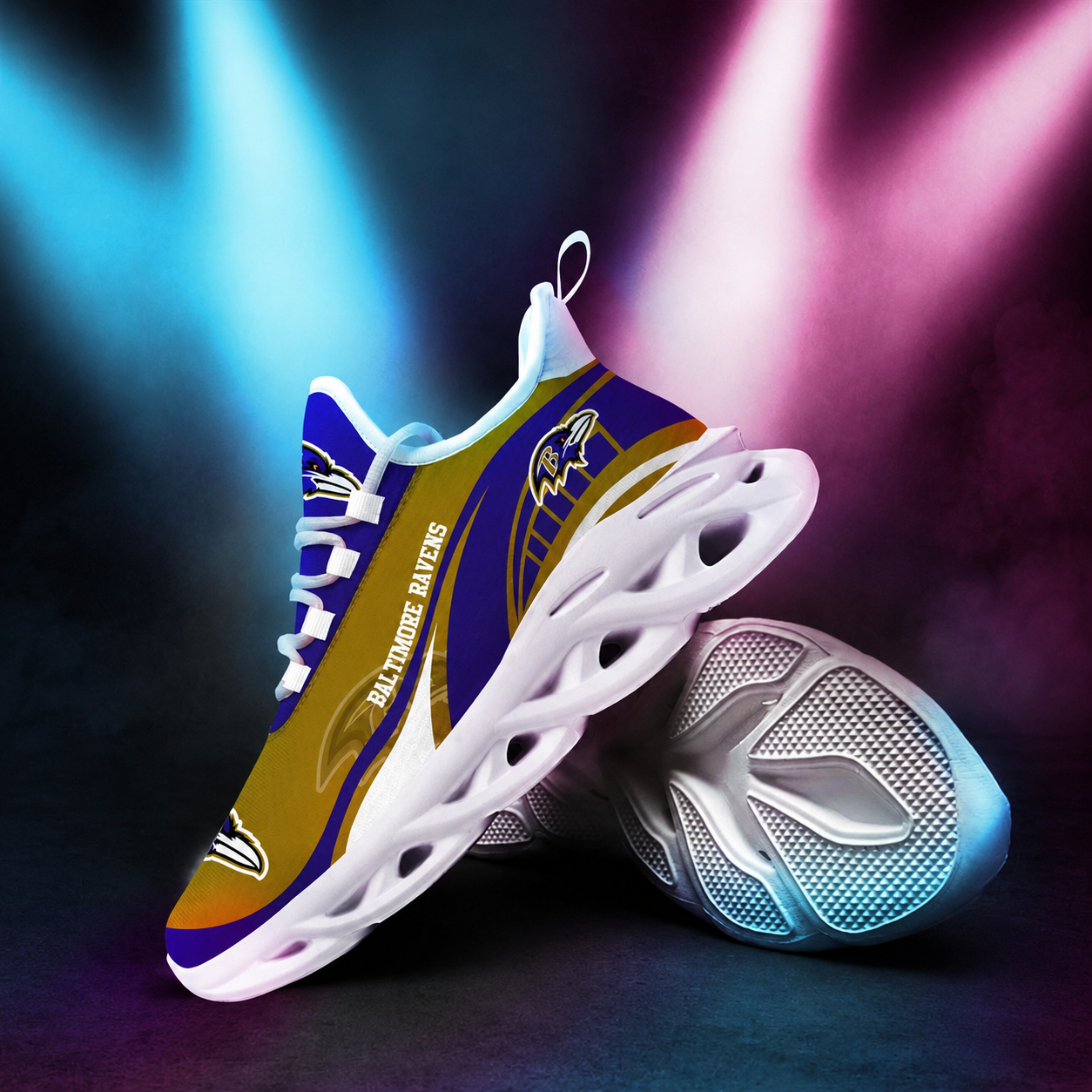 LIMITED EDITION - NEW CUSTOMIZED NFL28 BTR BALTIMORE RAVENS UNISEX MAX SOUL SHOES