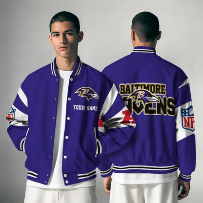 [HOT DEAL] NEW CUSTOMIZED NFL28 BTR BALTIMORE RAVENS SATIN VARSITY & BASEBALL JACKET