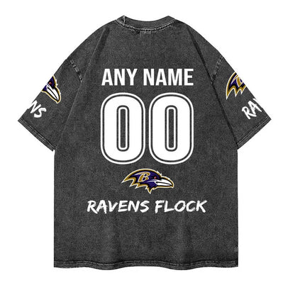 [SPECIAL OFFER] NEW CUSTOMIZED NFL28 BTR BALTIMORE RAVENS MULTICOLOR WASHED TEE