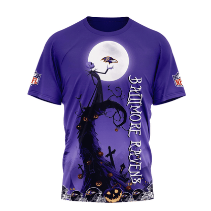 [SPECIAL OFFER] NEW CUSTOMIZED NFL28 BTR BALTIMORE RAVENS HALLOWEEN THE NIGHTMARE APPAREL