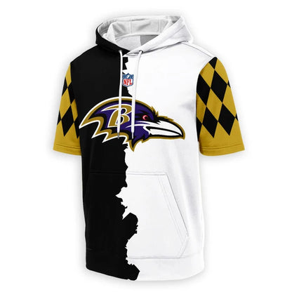 LIMITED EDITION - NEW CUSTOMIZED NFL28 BTR BALTIMORE RAVENS SHORT SLEEVE HOODIE T-SHIRT