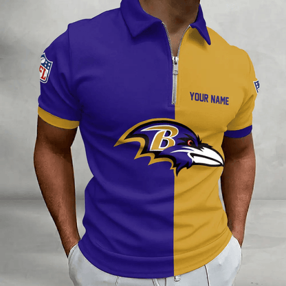[SPECIAL OFFER] NEW CUSTOMIZED NFL28 BTR BALTIMORE RAVENS ZIP POLO SHIRT