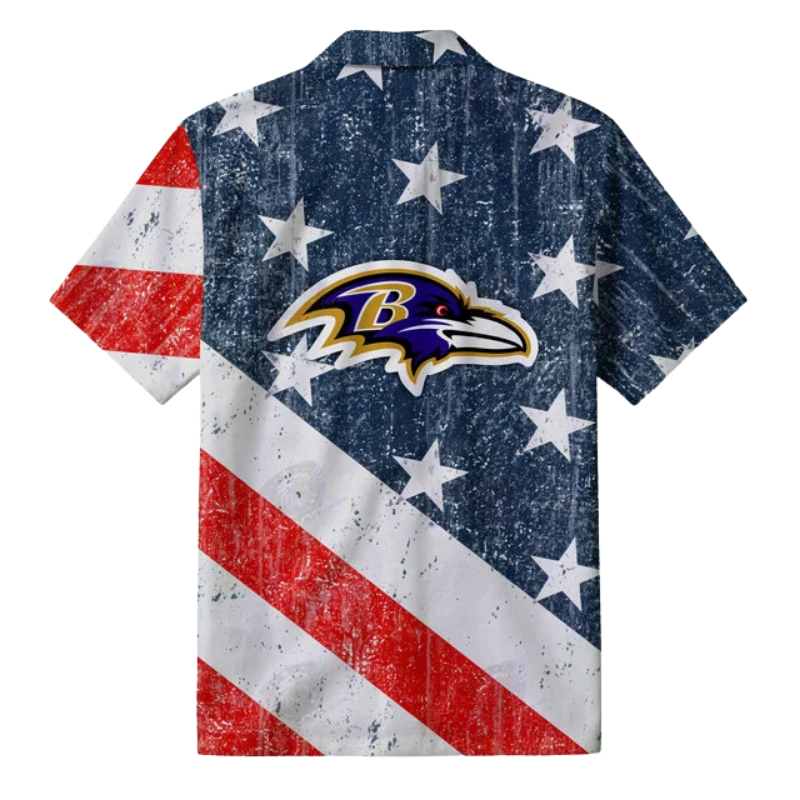 LIMITED EDITION - NEW CUSTOMIZED NFL28 BTR BALTIMORE RAVENS PATRIOTIC 250 USA HAWAIIAN SHIRT