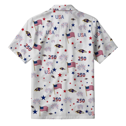 LIMITED EDITION - NEW CUSTOMIZED NFL28 BTR BALTIMORE RAVENS PATRIOTIC 250 USA HAWAIIAN SHIRT