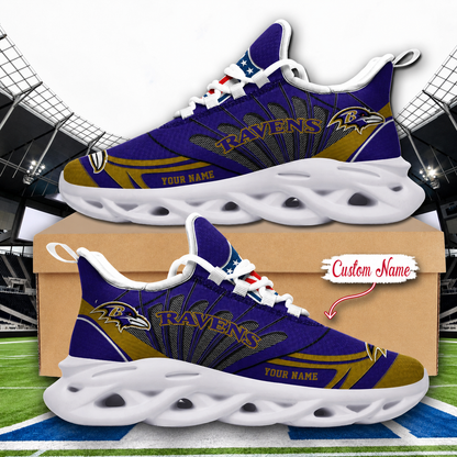LIMITED EDITION - NEW CUSTOMIZED NFL28 BTR BALTIMORE RAVENS UNISEX CLUNKY SNEAKERS