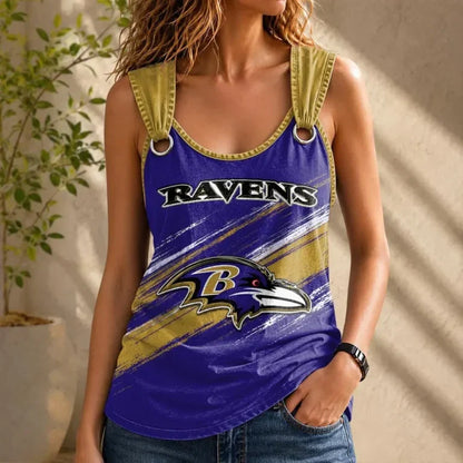 [SPECIAL OFFER] NEW CUSTOMIZED NFL28 BTR BALTIMORE RAVENS O-RING SHOULDER TANK TOP