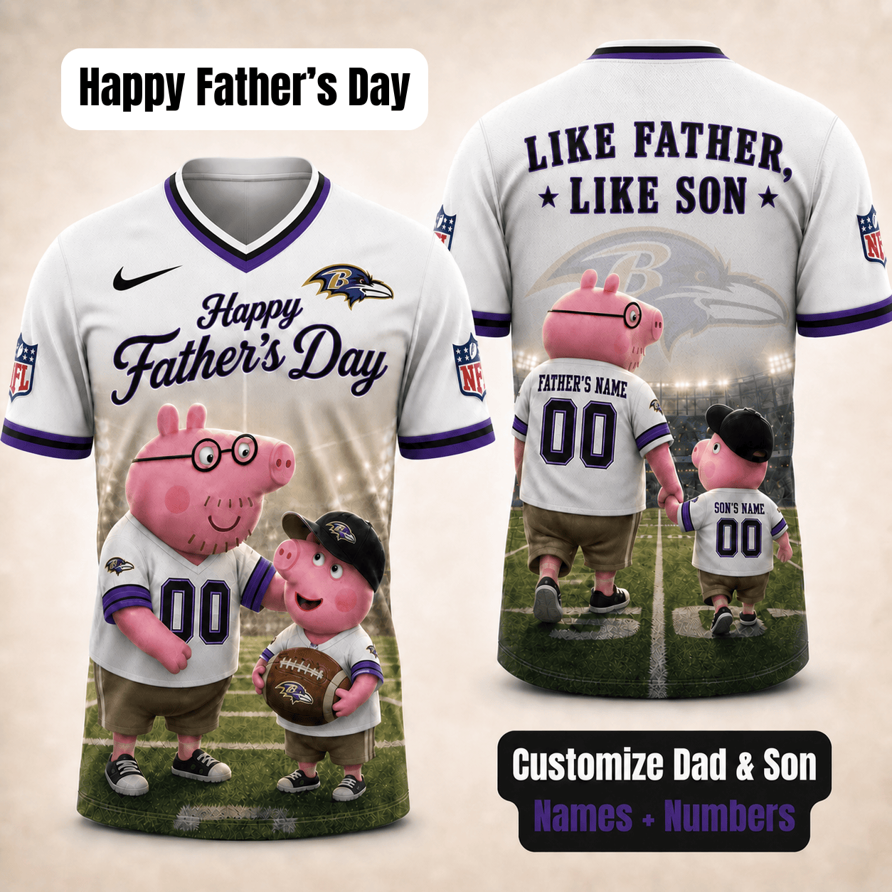 [FATHER'S DAY] NEW CUSTOMIZED NFL28 BTR BALTIMORE RAVENS FOOTBALL JERSEY