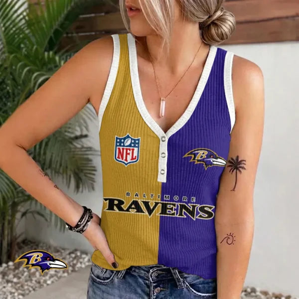 [SPECIAL OFFER] NEW CUSTOMIZED NFL28 BTR BALTIMORE RAVENS WOMEN'S V-NECK TANK TOP