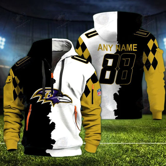 [SPECIAL OFFER] NEW CUSTOMIZED NFL28 BTR BALTIMORE RAVENS QUARTER ZIP HOODIE