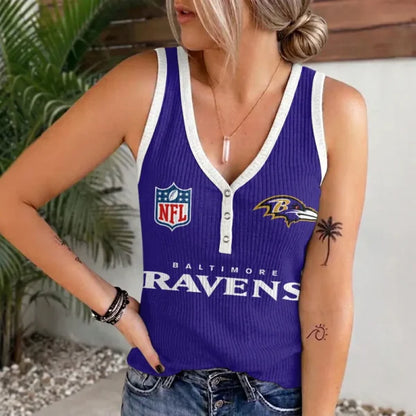[SPECIAL OFFER] NEW CUSTOMIZED NFL28 BTR BALTIMORE RAVENS WOMEN'S V-NECK TANK TOP