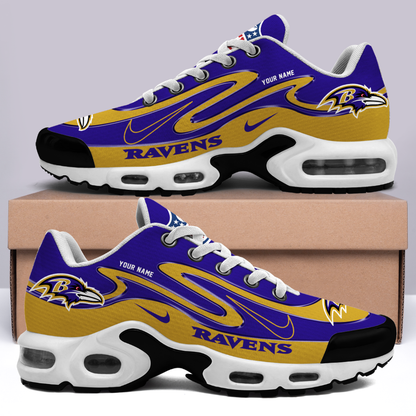 LIMITED EDITION - NEW CUSTOMIZED NFL28 BTR BALTIMORE RAVENS AIR MAX PLUS SNEAKERS