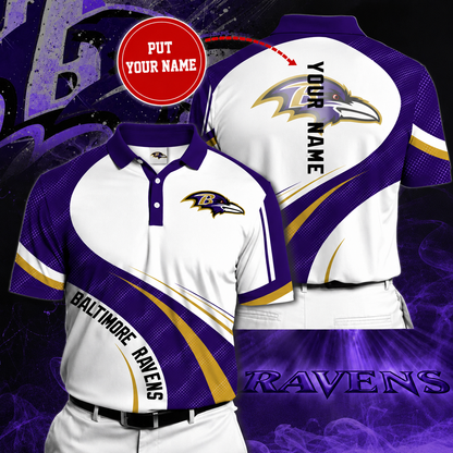 LIMITED EDITION - NEW CUSTOMIZED NFL28 BTR BALTIMORE RAVENS POLO SHIRT