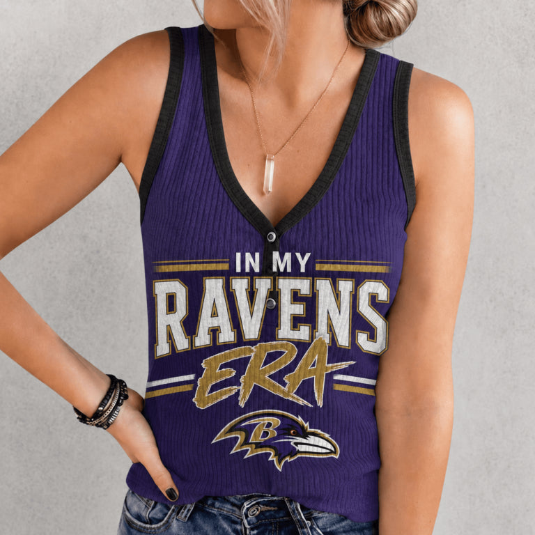 [SPECIAL OFFER] NEW CUSTOMIZED NFL28 BTR BALTIMORE RAVENS WOMEN'S V-NECK TANK TOP