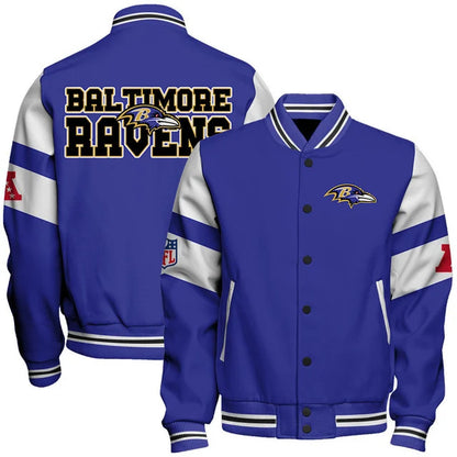 LIMITED EDITION - NEW CUSTOMIZED NFL28 BTR BALTIMORE RAVENS SATIN VARSITY & BASEBALL JACKET