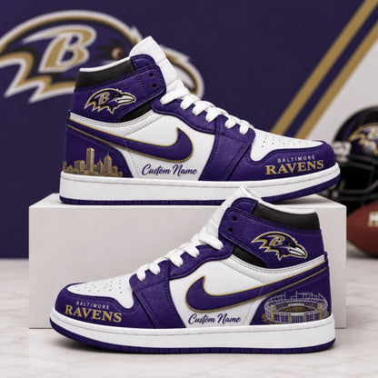 [SPECIAL OFFER] NEW CUSTOMIZED NFL28 BTR BALTIMORE RAVENS AIR JORDAN 1