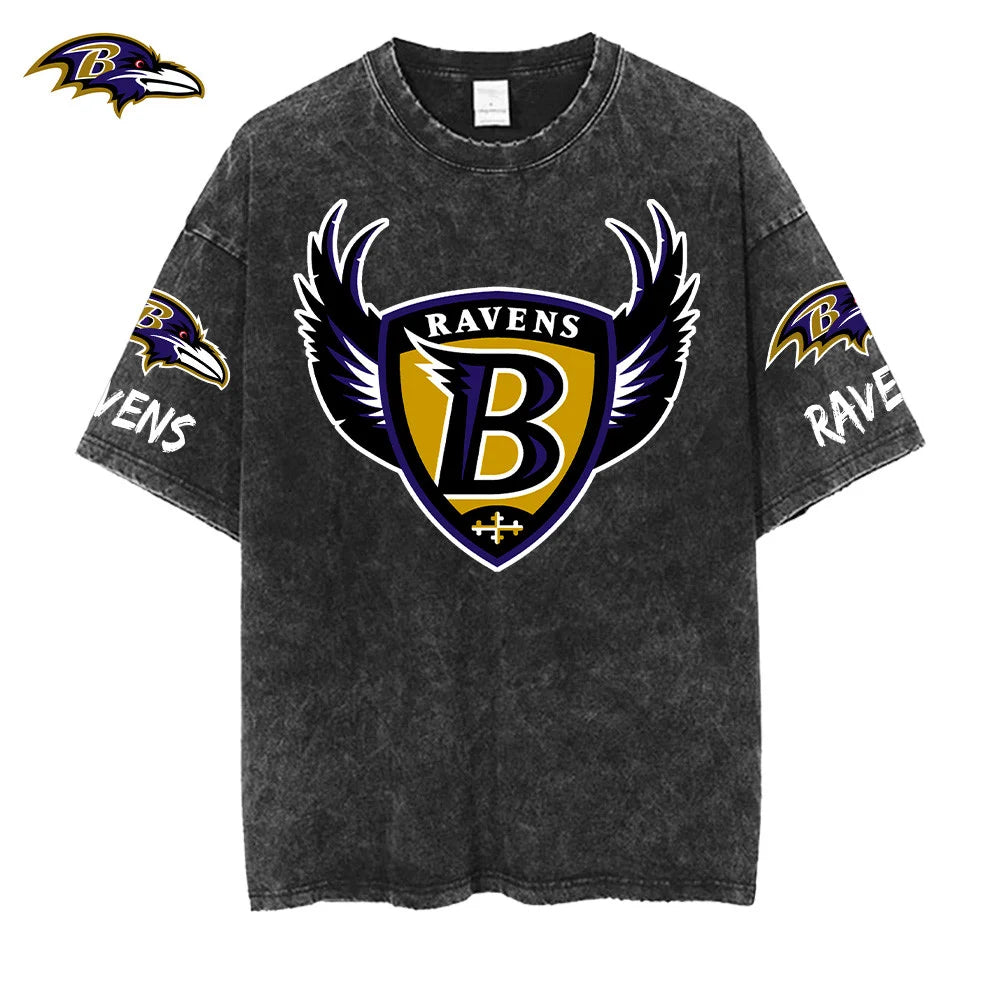 [SPECIAL OFFER] NEW CUSTOMIZED NFL28 BTR BALTIMORE RAVENS MULTICOLOR WASHED TEE