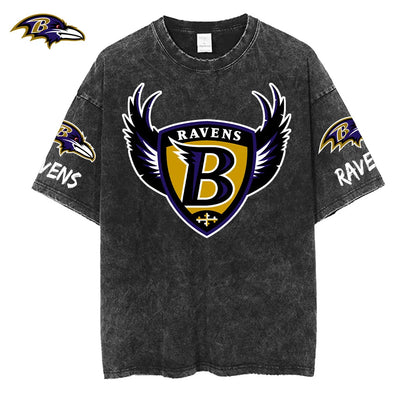 [SPECIAL OFFER] NEW CUSTOMIZED NFL28 BTR BALTIMORE RAVENS MULTICOLOR WASHED TEE