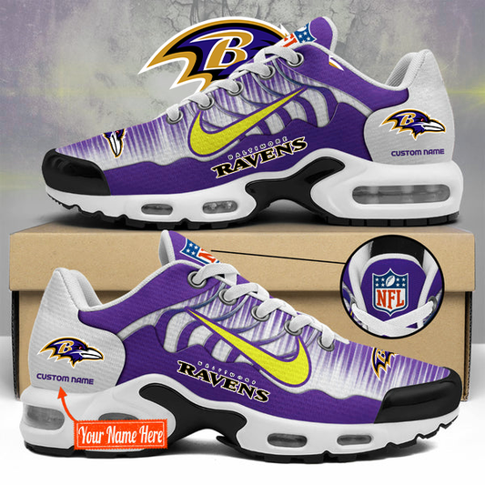 LIMITED EDITION - NEW CUSTOMIZED NFL28 BTR BALTIMORE RAVENS UNISEX AIR MAX PLUS SNEAKERS