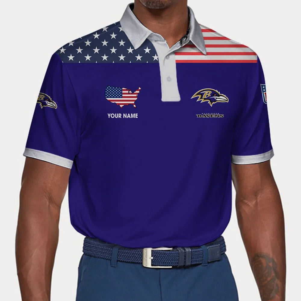 LIMITED EDITION - NEW CUSTOMIZED NFL28 BTR BALTIMORE RAVENS POLO SHIRT