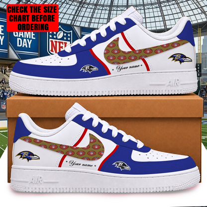 LIMITED EDITION - NEW CUSTOMIZED NFL28 BTR BALTIMORE RAVENS AF1 SHOES
