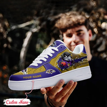 LIMITED EDITION - NEW CUSTOMIZED NFL28 BTR BALTIMORE RAVENS AF1 SNEAKERS