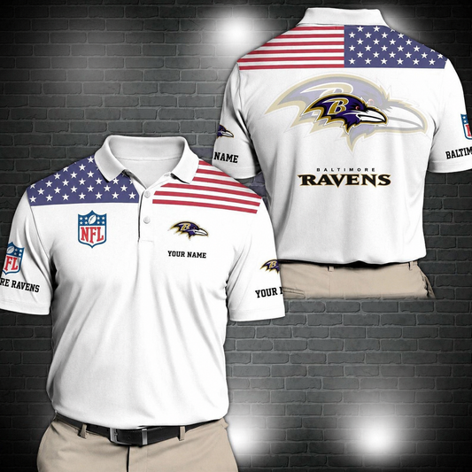 LIMITED EDITION - NEW CUSTOMIZED NFL28 BTR BALTIMORE RAVENS POLO SHIRT