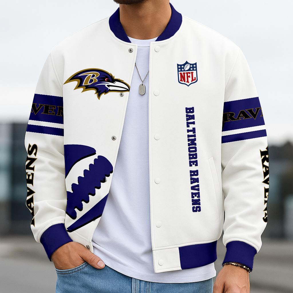 LIMITED EDITION - NEW CUSTOMIZED NFL28 BTR BALTIMORE RAVENS BASEBALL JACKET