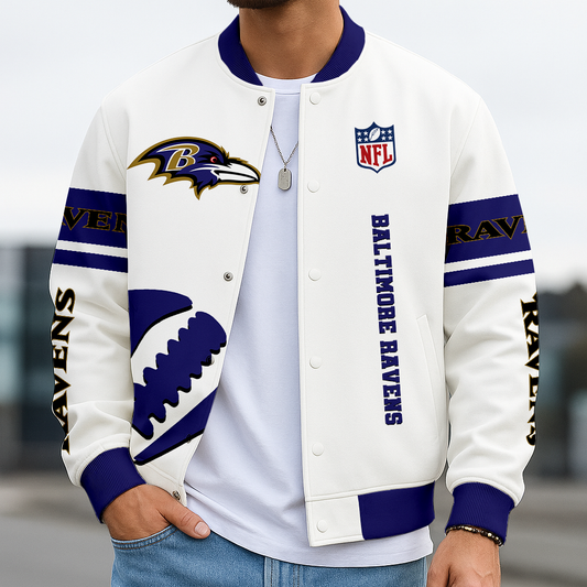 LIMITED EDITION - NEW CUSTOMIZED NFL28 BTR BALTIMORE RAVENS BASEBALL JACKET