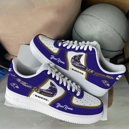 LIMITED EDITION - NEW CUSTOMIZED NFL28 BTR BALTIMORE RAVENS AF1 SNEAKERS