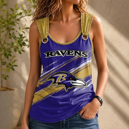 [SPECIAL OFFER] NEW CUSTOMIZED NFL28 BTR BALTIMORE RAVENS O-RING SHOULDER TANK TOP