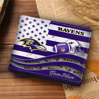 [SPECIAL OFFER] NEW CUSTOMIZED NFL28 BTR BALTIMORE RAVENS LEATHER WALLET