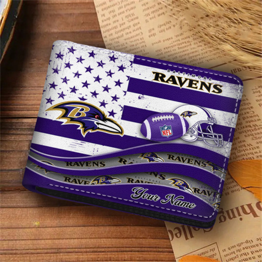[SPECIAL OFFER] NEW CUSTOMIZED NFL28 BTR BALTIMORE RAVENS LEATHER WALLET