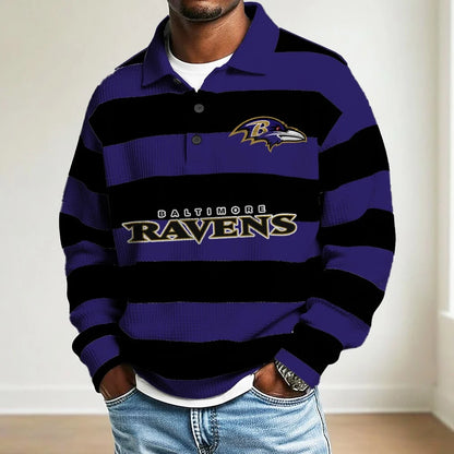 LIMITED EDITION - NEW CUSTOMIZED NFL28 BT RAVENS MEN LONG SLEEVE POLO SHIRT